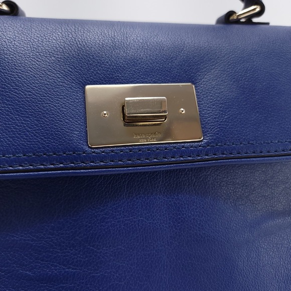 Kate Spade Irving Place Little Madine Lapis Blue Leather Tote Purse Shoulder Bag - Picture 2 of 11